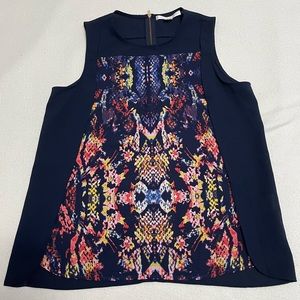 Cooper and Ella abstract printed navy tank top blouse (size medium)